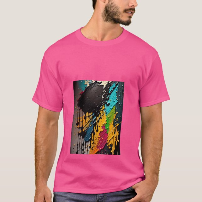 Camiseta Tee Rosa Trendy para Homens com Design artístico" (Frente)