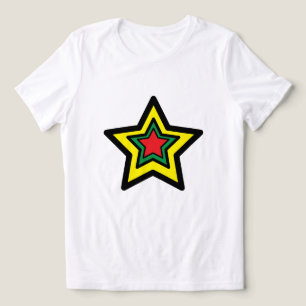 Camiseta Tee ⭐ Vibrante Tripla Grande Estrela (Amarelo, Ver
