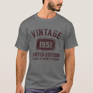 Camiseta Tee Vintage, 72 Anos, 1951, Edição Limitada, 72°