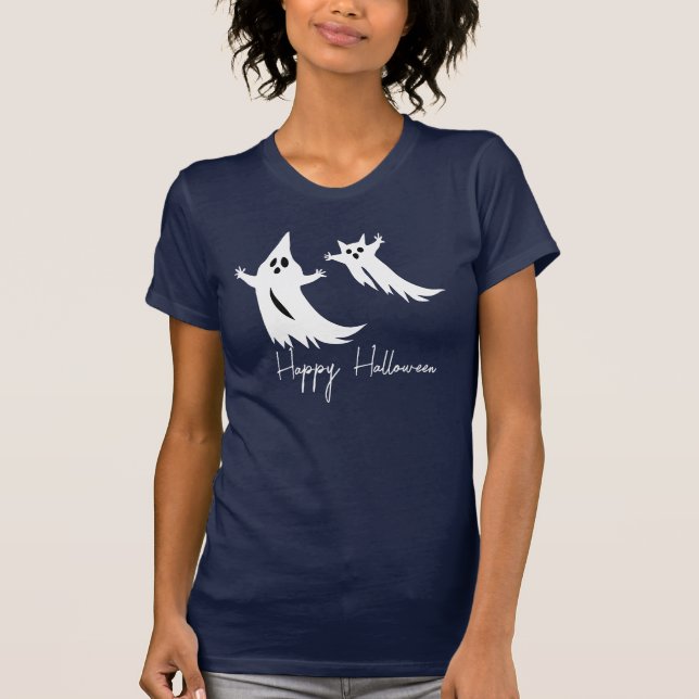 Camiseta Tee White Ghost Halloween, Slogan Spooky & Graphic (Frente)