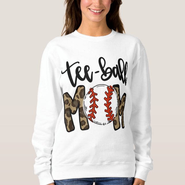 Camiseta Teeball Mãe Leopardo Mãe Bola Engraçada Mãe da Mãe (Frente)