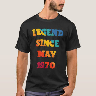 Camiseta TEEBIM Retro Vintage Legend Desde Maio De 1970 Inc