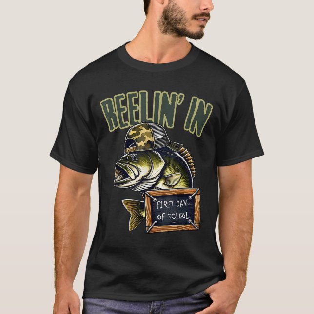 Camiseta Teen Boys Fishing Reeling In First Day Of School B (Frente)