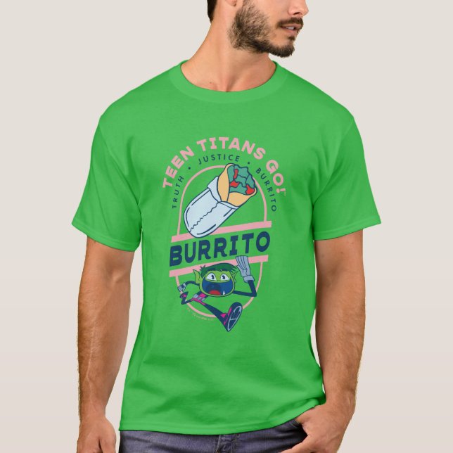 Camiseta Teen Titans Go! Beast Boy "Truth Justice Burrito" (Frente)