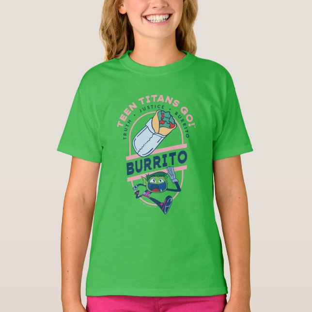 Camiseta Teen Titans Go! Beast Boy "Truth Justice Burrito" (Frente)