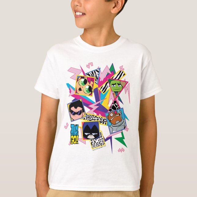 Camiseta Teen Titans Go! | Colagem em grupo dos anos 90 (Frente)
