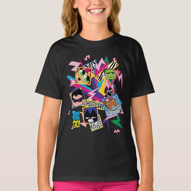 Camiseta Teen Titans Go! | Colagem em grupo dos anos 90 (Frente)