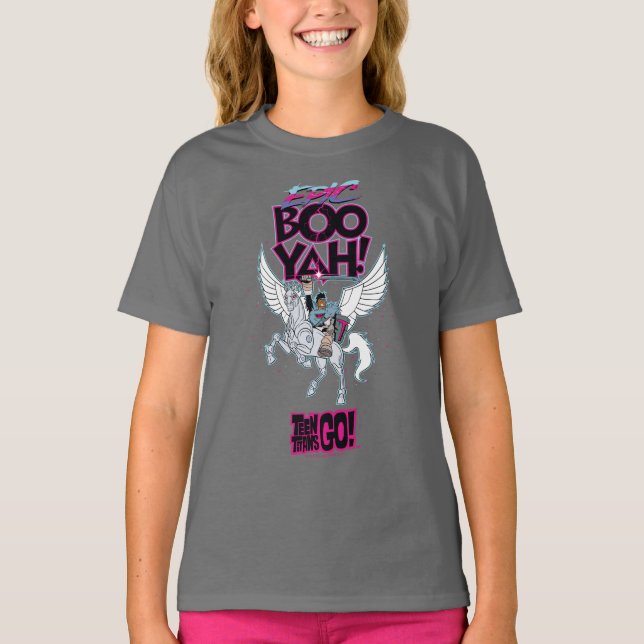 Camiseta Teen Titans Go! | Guerreiro Cyborg Riding Pegasus (Frente)