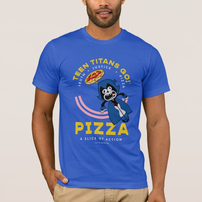 Camiseta Teen Titans Go! Raven "Truth Justice Pizza" (Frente)