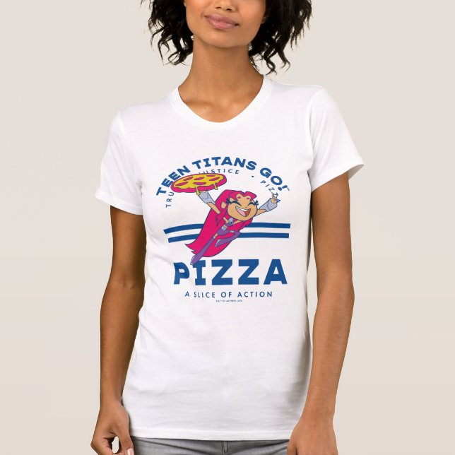 Camiseta Teen Titans Go! Starfire "Truth Justice Pizza" (Frente)