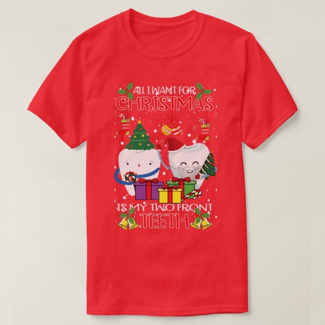 Camiseta Teeth Santa Hat Ugly Christmas Sweater For Dental  (Frente do Design)