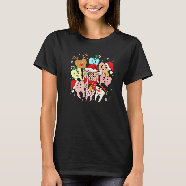 Camiseta Teeth Santa Reindeer Christmas Dental Squad (Frente)