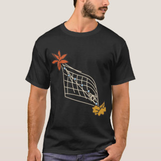Camiseta Teia de Aranha de Folhas de Outono Laranja com Got