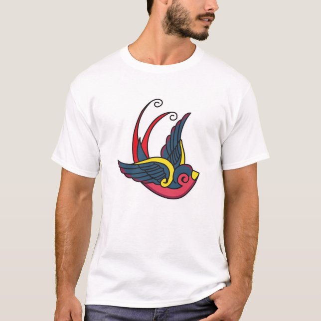 Camiseta teia de tinta azul (Frente)