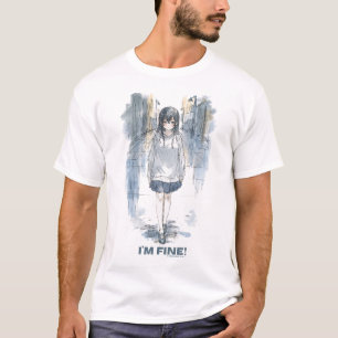 Camiseta Teia Gráfica Rainy Mood Rapariga Triste