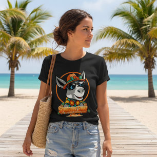Camiseta Teimosamente Ensolarado Burro de Desenho Animado