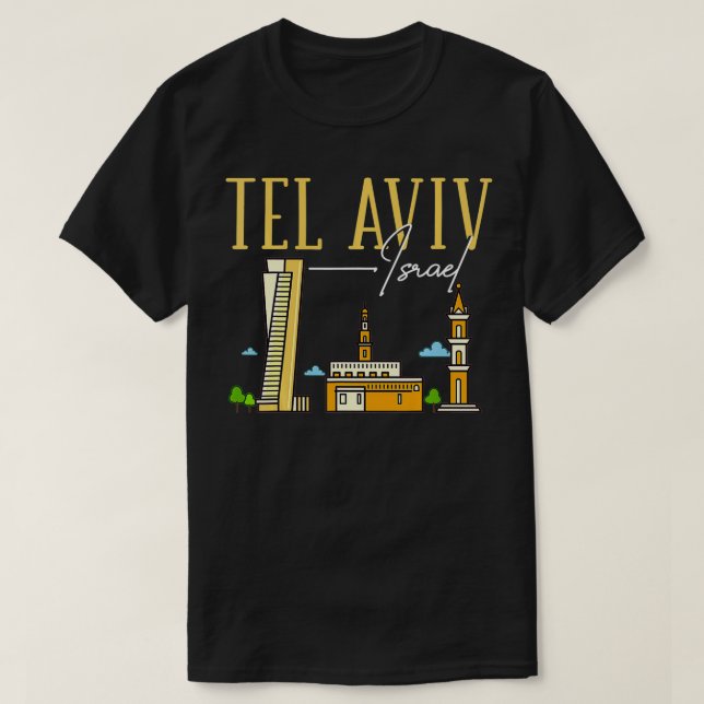 Camiseta Tel Aviv - Viagem do Mapa da Cidade de Israel  (Frente do Design)