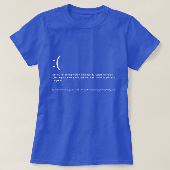Camiseta Tela azul de Windows 10 da morte - design (Frente do Design)