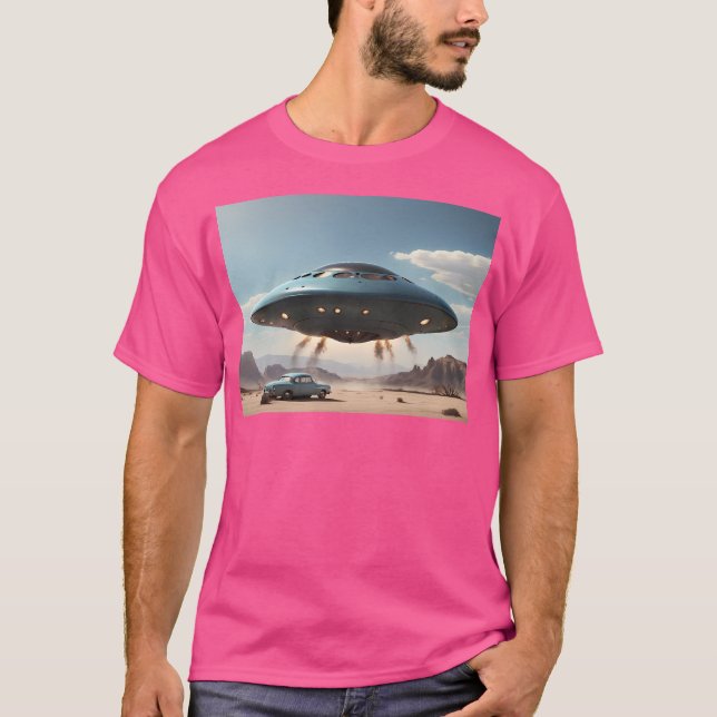 Camiseta Tela De Carro Clássico Ufo Da Ufo 1950S Imprimida  (Frente)