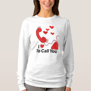 Camiseta Telefone de Amor Vermelho - Ilustração de Chamada 