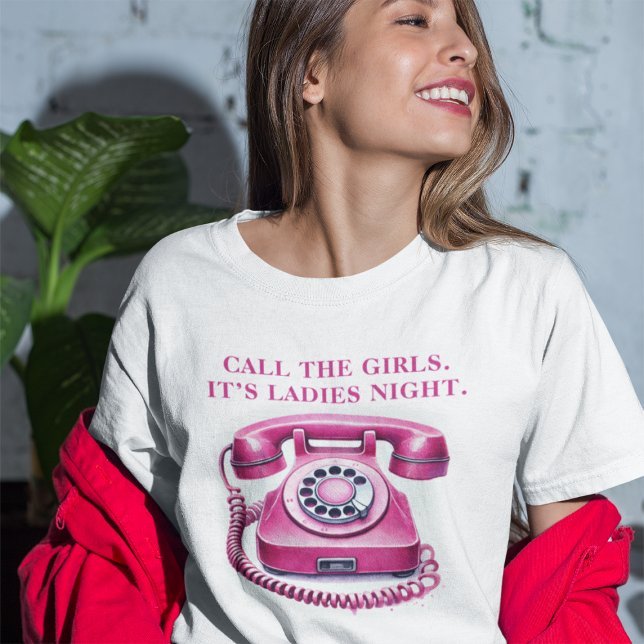 Camiseta Telefone Retro Rotativo Rosa Chame as Meninas (Pink Retro Rotary Phone Call the Girls Tri-Blend Shirt)