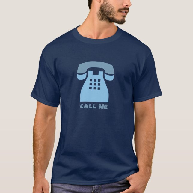 Camiseta Telefonema retro azul icónico mim texto feito sob (Frente)