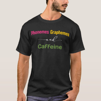 Camiseta Telefones Gráficos e Caffeine Engraçados Lendo de