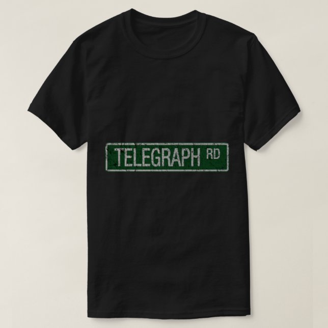 Camiseta Telegraph Road green and white street sign cracle (Frente do Design)