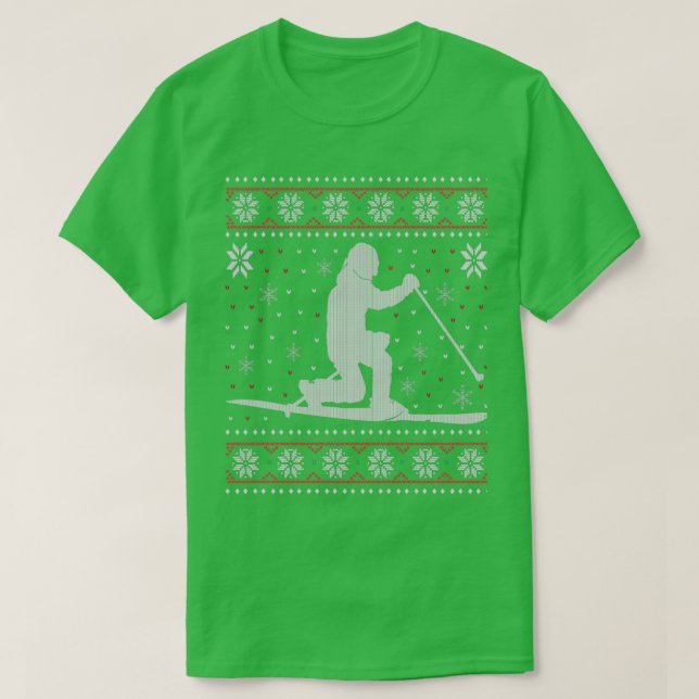 Camiseta Telemark Ski Skiing Ugly Christmas Sweater Gift (Frente do Design)