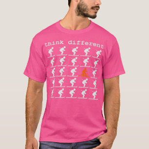 Camiseta Telemark Skiing Livre seu calcanhar Pense diferent