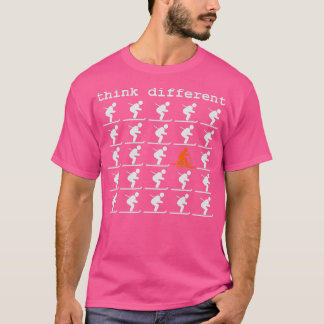 Camiseta Telemark Skiing Livre seu calcanhar Pense diferent