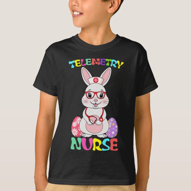 Camiseta Telemetry Nurse Bunny Easter Day Stethoscope Gles  (Frente)