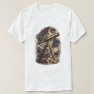Camiseta Telescópio Antigo Céu Noturno Estrelado Astronomia