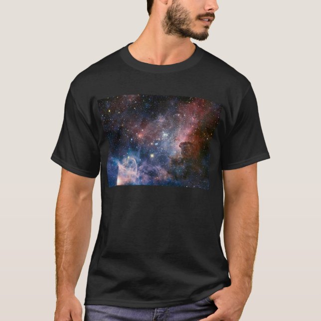 Camiseta Telescópio do Hubble da Nebulosa Vermelha e Azul (Frente)