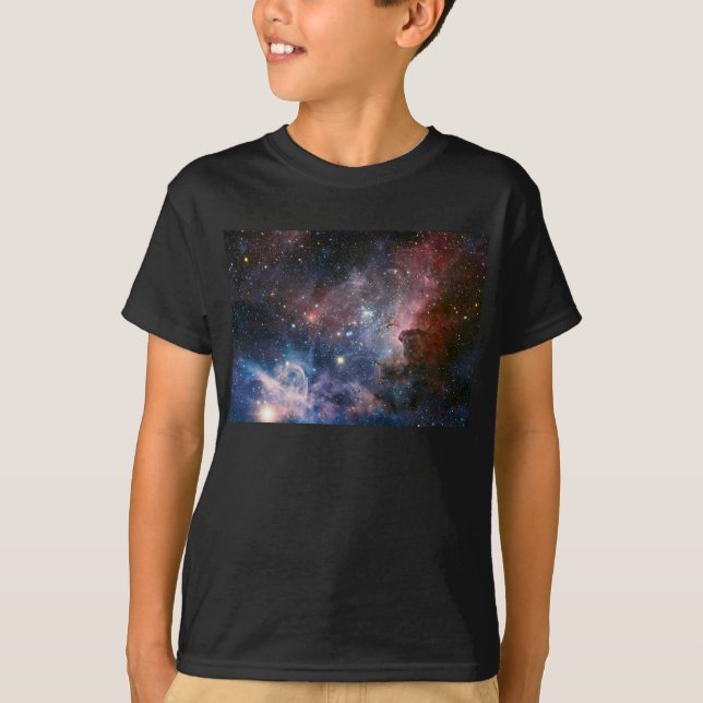 Camiseta Telescópio do Hubble da Nebulosa Vermelha e Azul (Frente)
