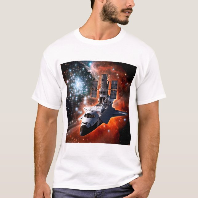 Camiseta Telescópio do Hubble do Space Shuttle Atlantis Tra (Frente)