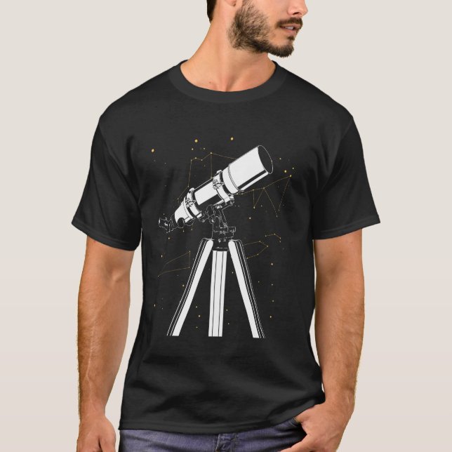 Camiseta Telescópio Geométrico e Espaço de Constelação (Frente)