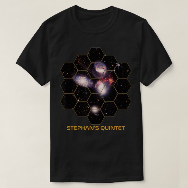 Camiseta Telescópio James Webb, da Quinteto de Stephan JWST (Frente do Design)