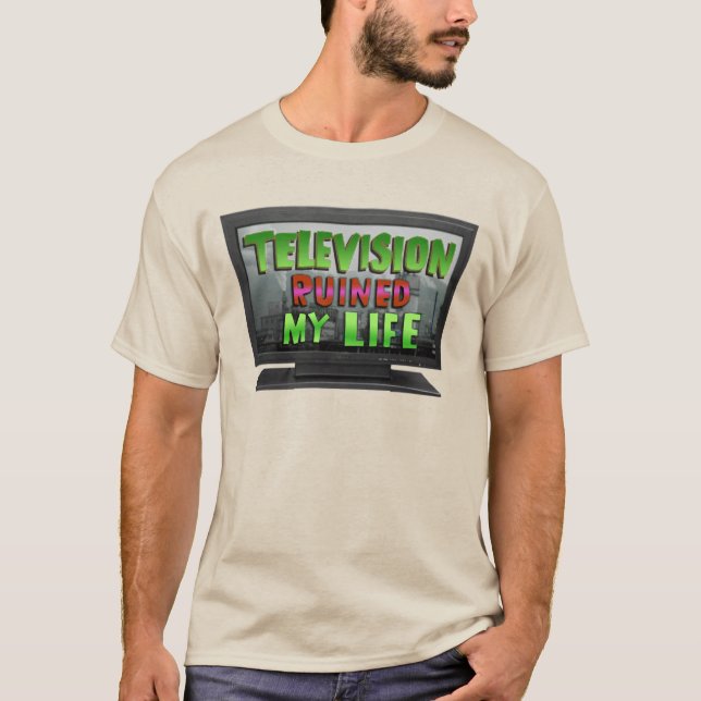 Camiseta TELEVISÃO ARRUINOU MINHA VIDA (YaWNMoWeR) (Frente)