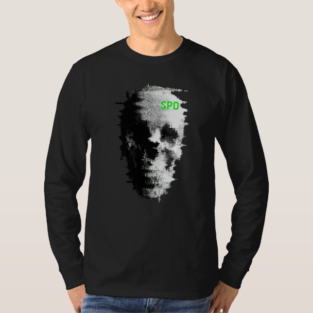 Camiseta Televisão de Crânio de Fantasma com Falha Estática (Frente)