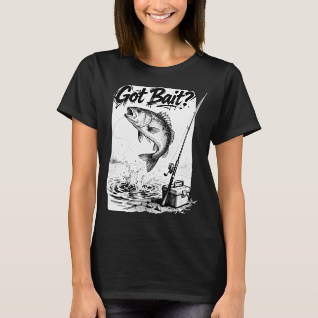 Camiseta Tem Isca? â€“ Esboço de Pesca de Robalo Desenhado  (Frente)