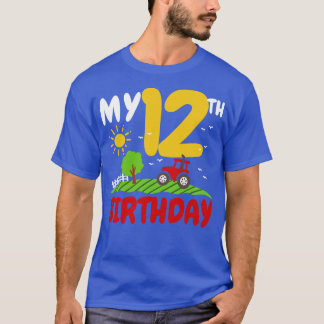 Camiseta Tema 12 Birthday Trator Fazenda