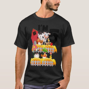 Camiseta Tema Animais de Fazenda 5 Aniversário Eu tenho 5 a
