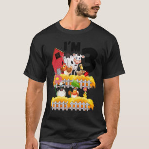 Camiseta Tema Animais de Fazenda aniversário de 3 anos I te