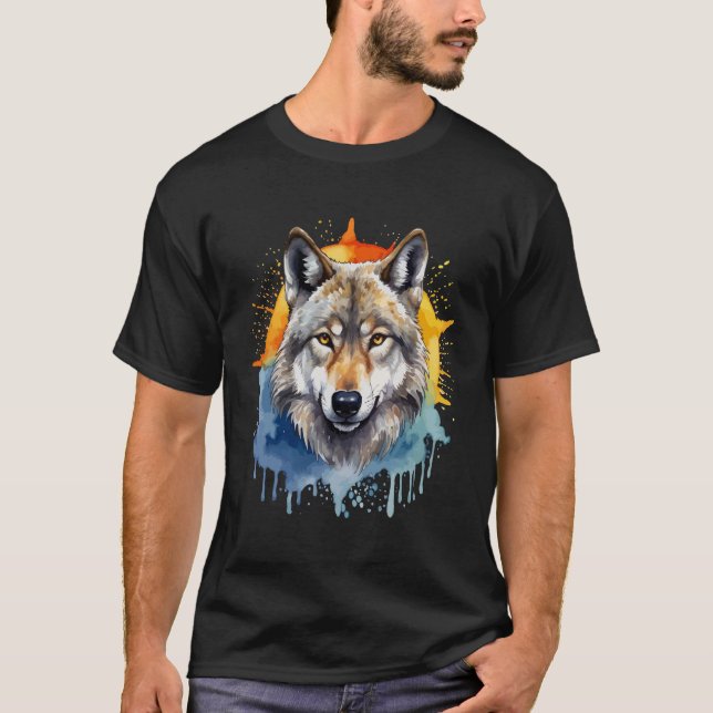 Camiseta Tema Colorido do Lobo (Frente)