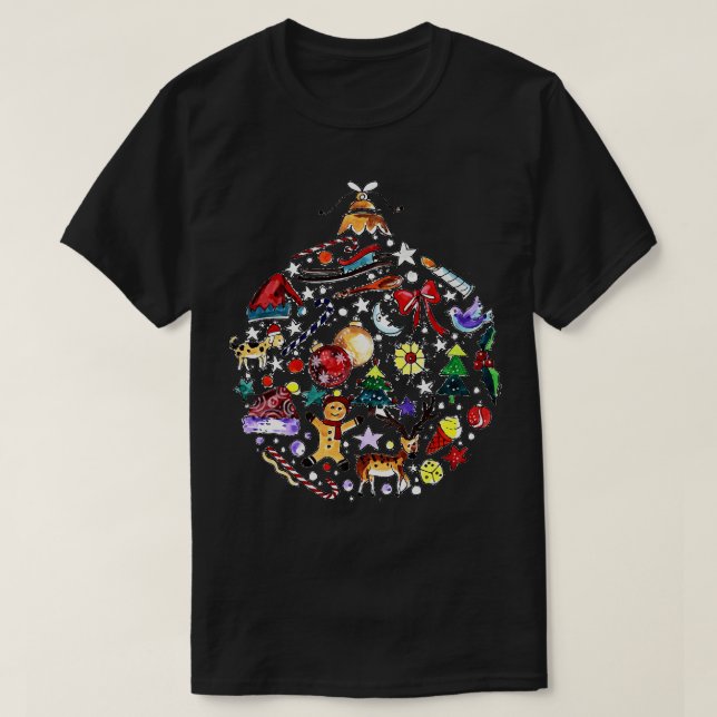 Camiseta Tema da Bola de Natal (Frente do Design)
