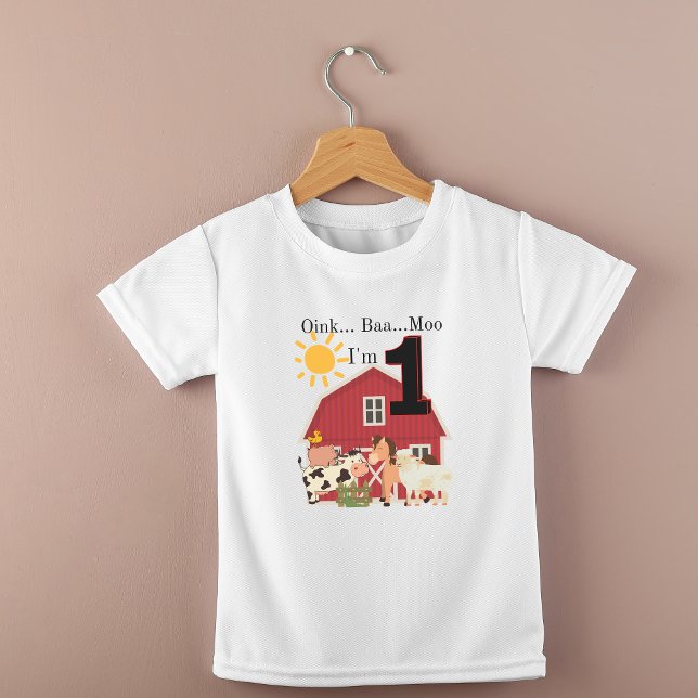 Camiseta Tema da Fazenda de aniversário de um ano (One Year Old Birthday Farm Theme Baby T-Shirt)