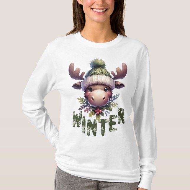 Camiseta Tema da Moose de inverno (Frente)