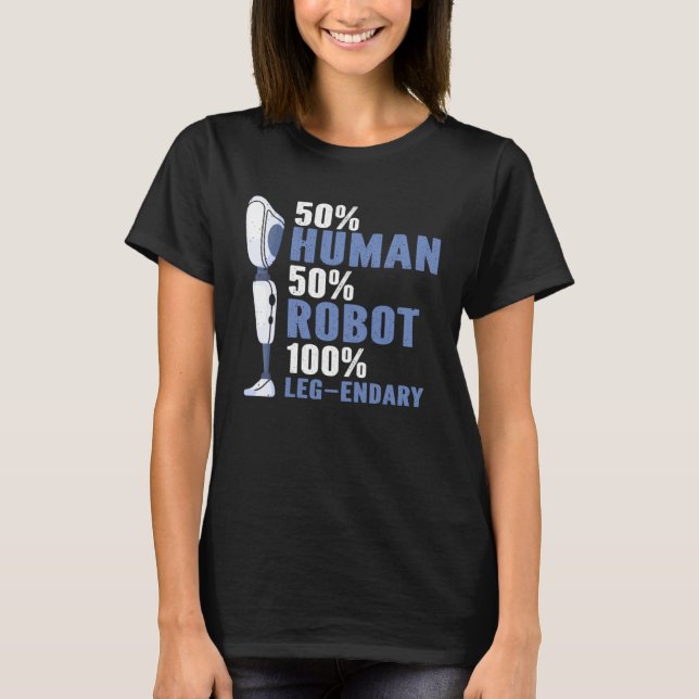 Camiseta Tema da perna em cadeira de rodas e perna biológic (Frente)