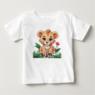 Camiseta Tema da Selva de Leão Selvagem de Um Cute